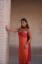 Zahara / Vestido en naranja y rojo