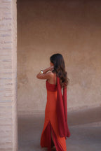 Zahara / Vestido en naranja y rojo