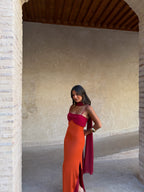 Zahara / Vestido en naranja y rojo