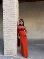 Zahara / Vestido en naranja y rojo
