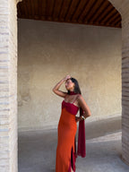 Zahara / Vestido en naranja y rojo